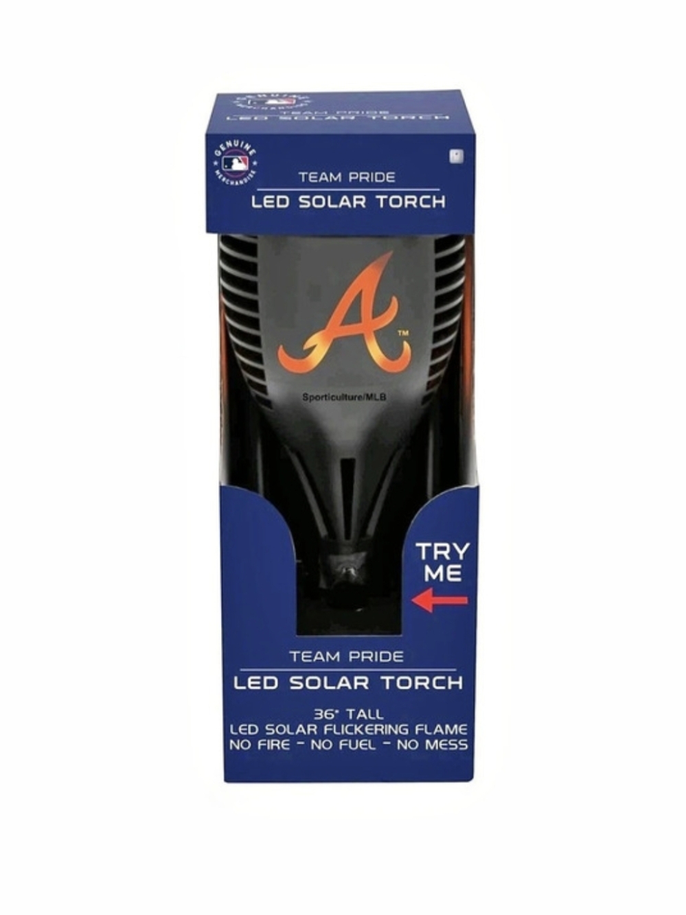 Team Pride Atlanta Braves LED Solar Torch Black NWT